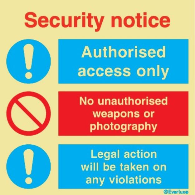 Security notice - mandatory and prohibition sign 